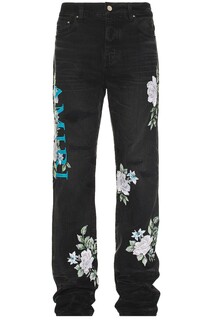 Джинсы Amiri Floral Straight, цвет Faded Black