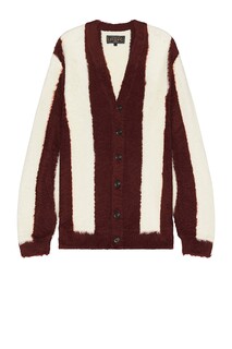 Кардиган Beams Plus Stripe Cotton Shaggy, коричневый