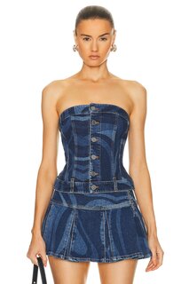 Топ Emilio Pucci Denim Sleeveless, цвет Blue &amp; Celeste