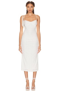 Платье миди Jonathan Simkhai Standard Moira Broderie Anglaise Bustier, белый