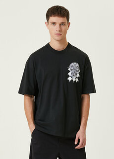Черная футболка оверсайз из органического хлопка grid skull AllSaints
