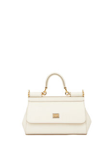 Маленькая сицилийская белая женская кожаная сумка Dolce&amp;Gabbana
