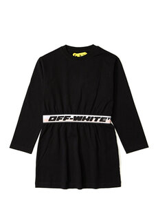 Черное эластичное платье с логотипом для девочек Off-White
