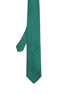 Зеленый шелковый галстук с микро-узором Beymen