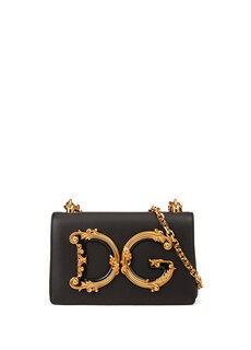 Черная женская кожаная сумка через плечо dg girls Dolce&amp;Gabbana