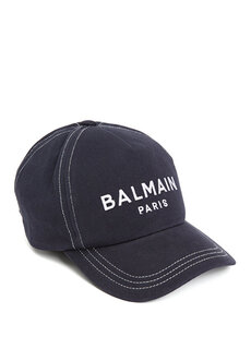 Мужская шляпа с темно-синим и белым логотипом Balmain
