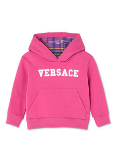 Толстовка для маленьких девочек цвета фуксии с капюшоном и логотипом Versace