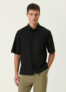 Черная рубашка из поплина с коротким рукавом Calvin Klein