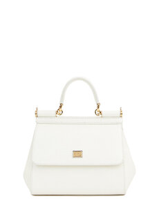 Маленькая сицилийская белая женская кожаная сумка Dolce&amp;Gabbana