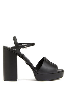 Женские кожаные сандалии с черным логотипом Dolce&amp;Gabbana