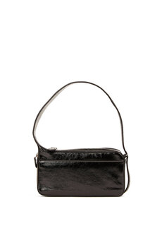 Женская кожаная сумка с черным логотипом Courreges