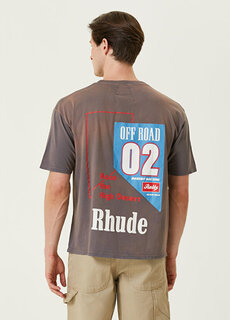 Темно-серая футболка с градиентом и логотипом Rhude