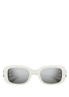Белые женские солнцезащитные очки прямоугольной формы Balenciaga