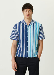 Рубашка с коротким рукавом с узором в синюю полоску Neil Barrett