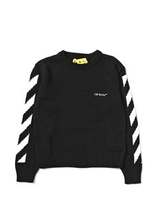 Жаккардовый свитер для мальчика черного цвета с логотипом Off-White