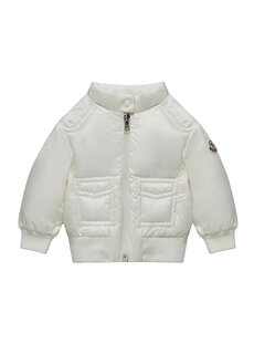 Белое пальто для девочек с логотипом Moncler