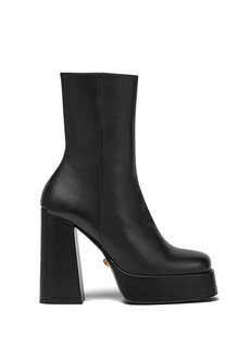 Черные женские кожаные ботинки aevitas на платформе металлик Versace