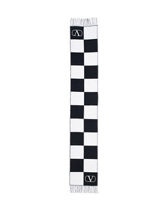 Женский шерстяной шарф с черно-белым логотипом Valentino Garavani