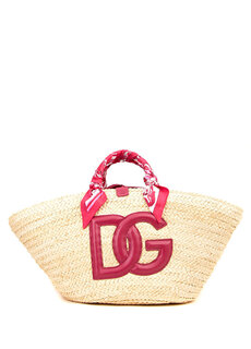 Розово-бежевая женская пляжная сумка Dolce&amp;Gabbana