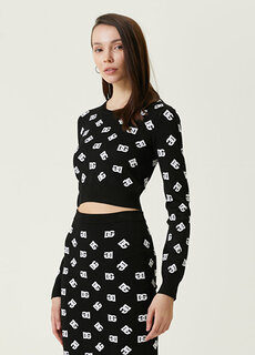 Черный укороченный свитер с логотипом Dolce&amp;Gabbana