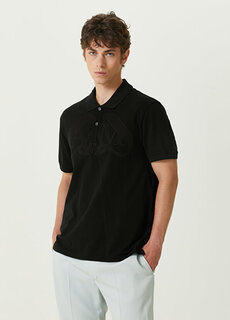 Черная футболка с воротником-поло и вышитым логотипом Alexander McQueen