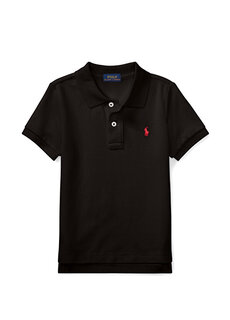 Черная футболка для мальчиков с воротником-поло и вышитым логотипом Polo Ralph Lauren