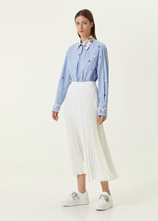 Белая шелковая юбка-миди со складками Valentino