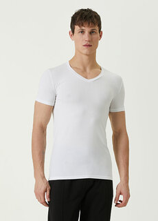 Белая футболка с v-образным вырезом Zegna