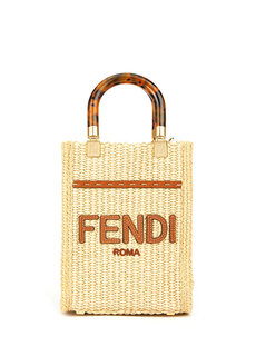 Женская сумка sunshine с бежевым логотипом Fendi