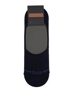 Мужские жаккардовые носки темно-синего цвета с логотипом Zegna
