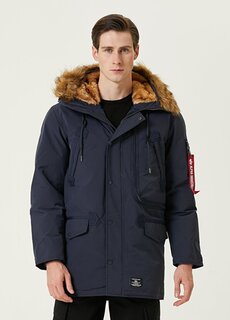 Темно-синяя куртка с капюшоном и кулиской на талии Alpha Industries