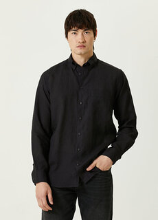 Черная льняная рубашка Eton