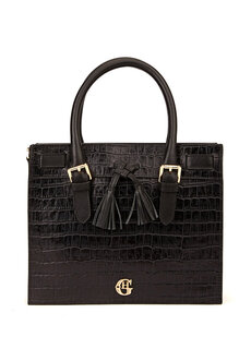 Черная женская сумка с текстурой крокодила George Hogg