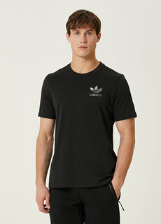 Черная футболка с графическим размытием трилистника Adidas