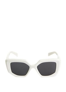 Белые женские солнцезащитные очки квадратной формы Prada