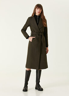 Шерстяное пальто цвета хаки с поясом riley AllSaints