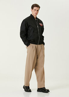 Бежевые шерстяные брюки со складками Kenzo