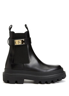 Женские кожаные ботинки с черным логотипом Dolce&amp;Gabbana