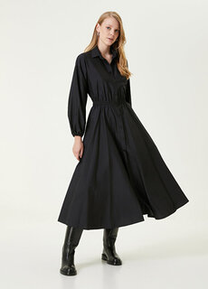 Черное платье-рубашка из тафты миди Beymen