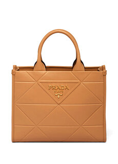 Маленькая кожаная сумка с отстроченным верхом symbole Prada