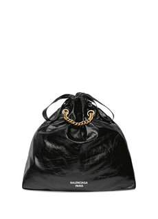 Черная женская кожаная сумка crush среднего размера с логотипом Balenciaga