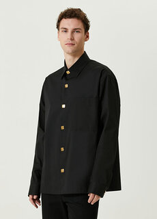 Черная верхняя рубашка на пуговицах с логотипом Balmain