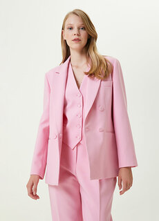 Розовый двубортный пиджак с воротником-ласточкой Beymen