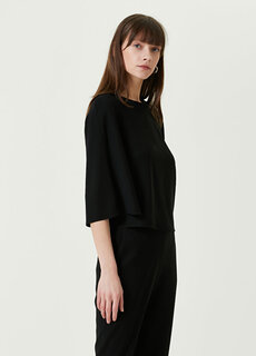 Черная блузка с детальными рукавами Emporio Armani