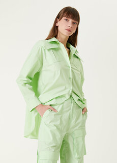 Приталенная светло-зеленая рубашка из котона с карманами Academia