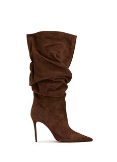 Jahleel коричневые женские кожаные ботинки Amina Muaddi