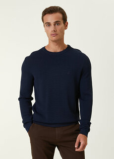 Темно-синий вязаный свитер с сотовой текстурой Beymen