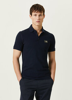 Темно-синяя футболка с воротником-поло Dolce&amp;Gabbana