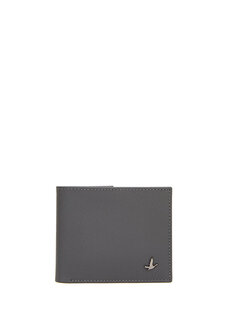 Мужской кожаный кошелек антрацитового цвета с логотипом Beymen