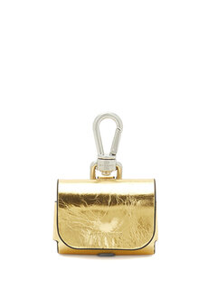 Женская кожаная сумка-аксессуар с золотым логотипом AllSaints